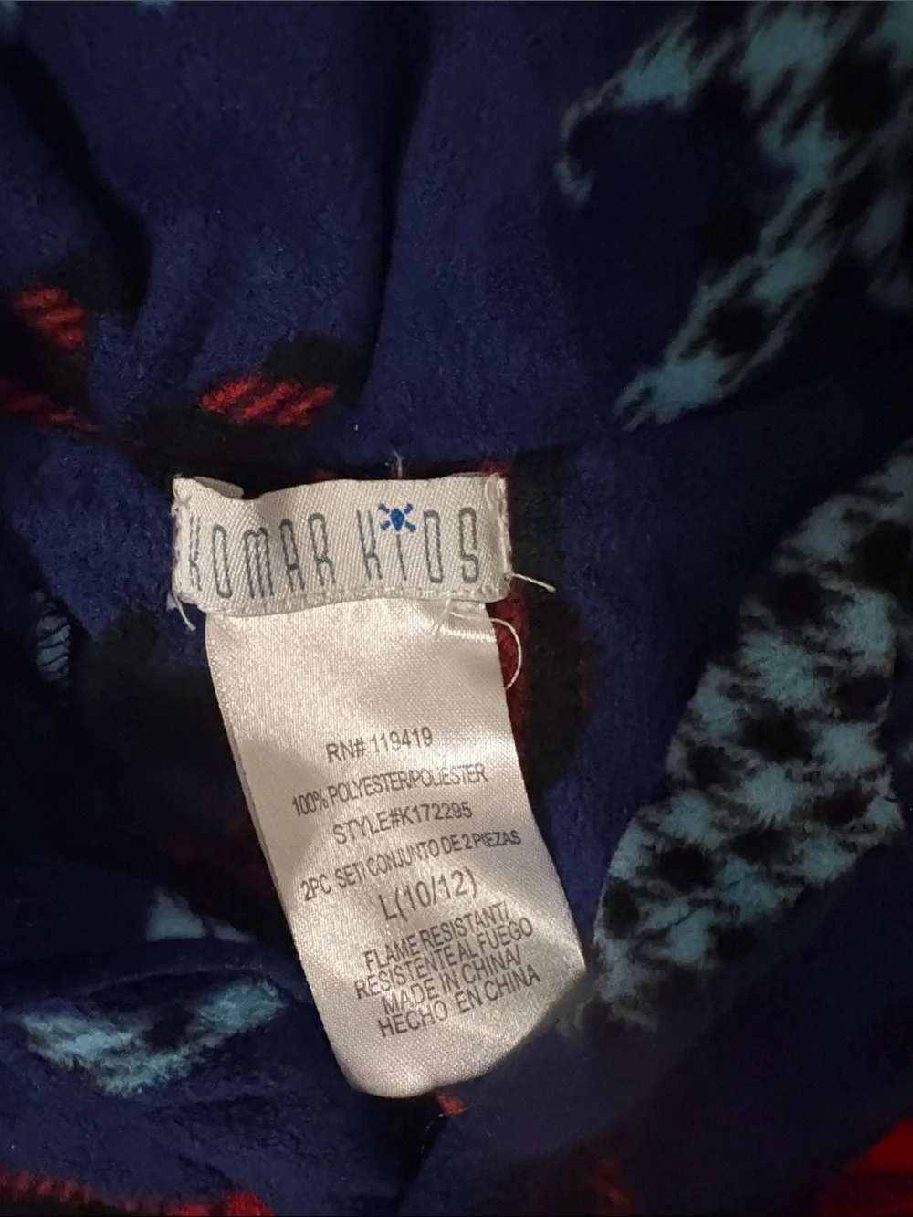 Komar Kids Navy Blue Bear Print Pajama Set with Red and Light Blue Accents